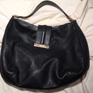 Gucci Guccissima black Italian hobo bag.